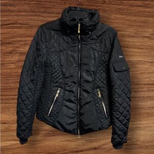 Skea vintage luxury black quilted ski jacket  SZ 6 Black